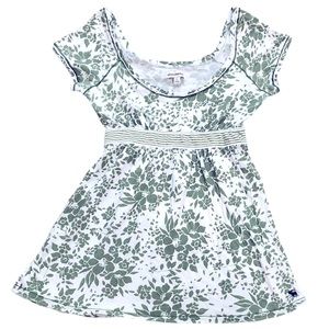 RARE Abercrombie Kid’s size XL white green floral printed babydoll blouse